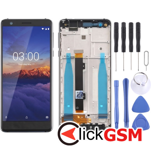 Piesa Display Cu Touchscreen Si Rama Black Nokia 3.1 49io