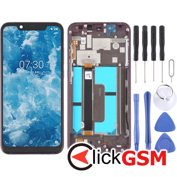 Piesa Display Cu Touchscreen Si Rama Black Nokia X7 49r5