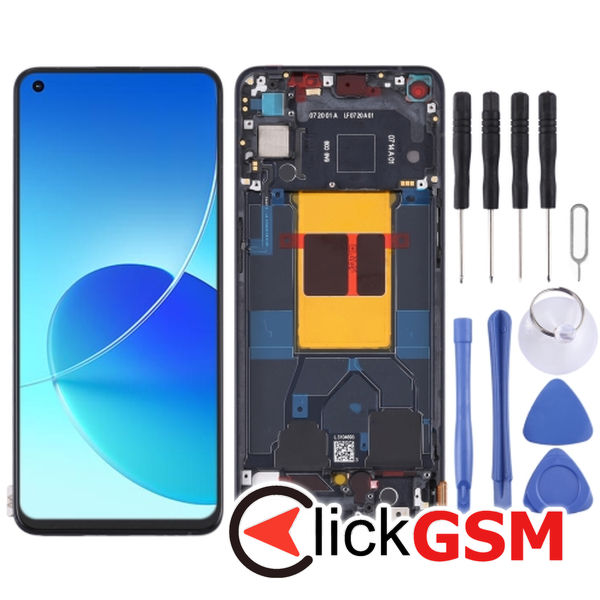 Piesa Piesa Display Cu Touchscreen Si Rama Black Oppo Reno6 5g 1xpj