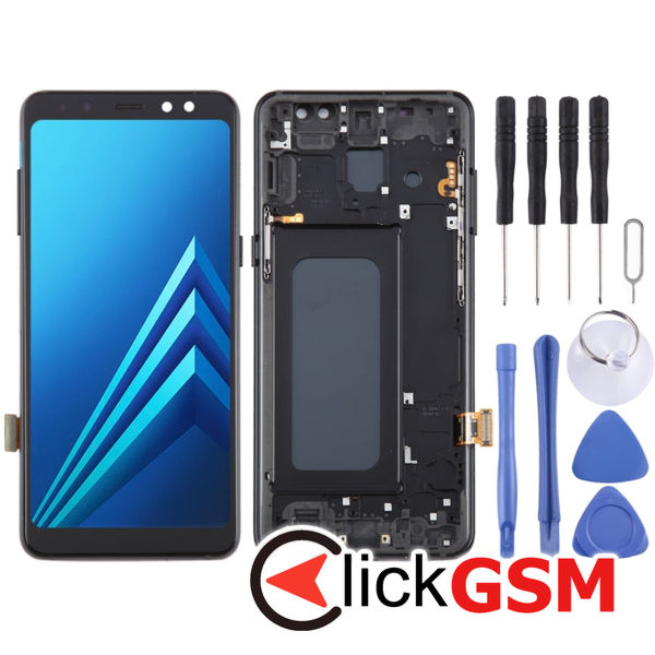 Piesa Display Cu Touchscreen Si Rama Black Samsung Galaxy A8 2018 4exz