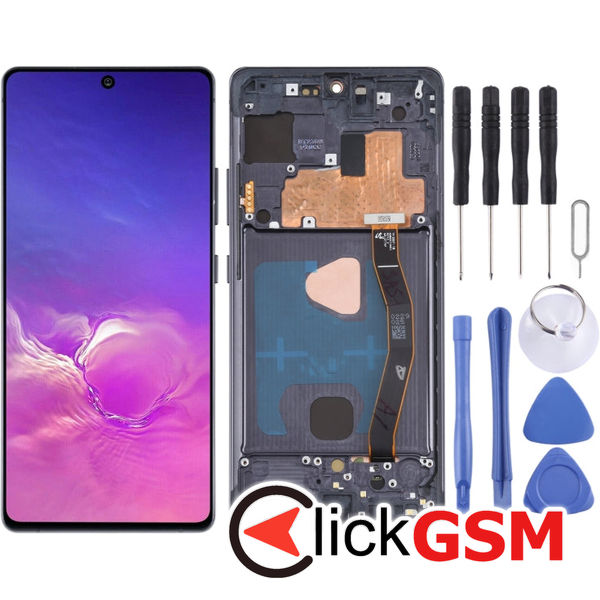 Piesa Piesa Display Cu Touchscreen Si Rama Black Samsung Galaxy S10 Lite 4enw