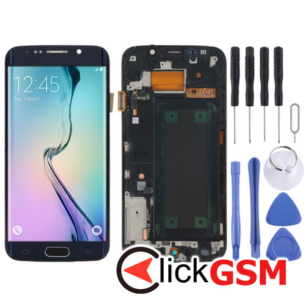 Piesa Display Cu Touchscreen Si Rama Black Samsung Galaxy S6 Edge 4eif