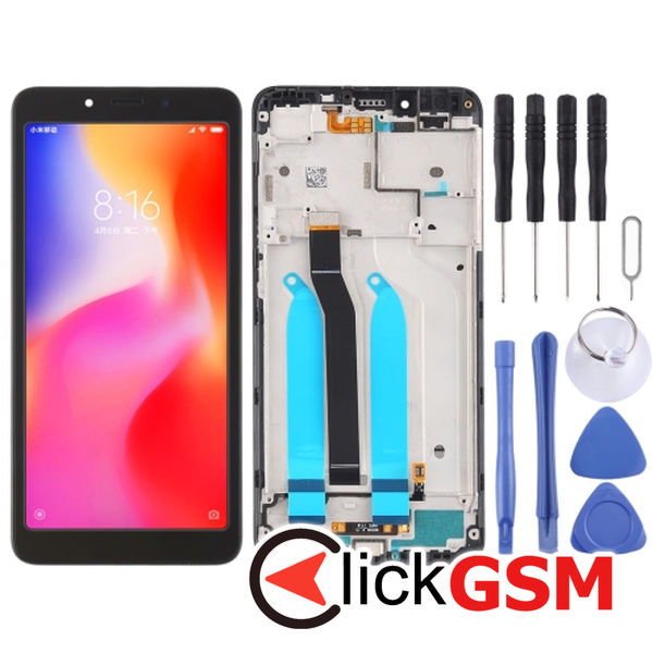 Piesa Piesa Display Cu Touchscreen Si Rama Black Xiaomi Redmi 6a 25jd