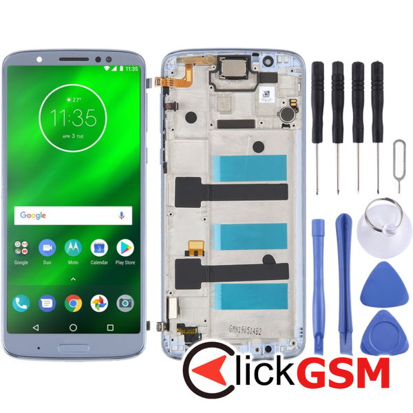 Piesa Display Cu Touchscreen Si Rama Blue Motorola Moto G6 Plus 2ura