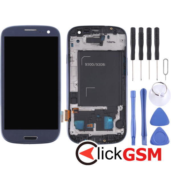 Piesa Display Cu Touchscreen Si Rama Blue Samsung Galaxy S3 4evc