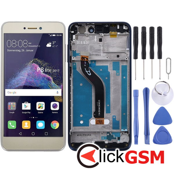 Piesa Piesa Display Cu Touchscreen Si Rama Gold Huawei P8 Lite 2017 2f43