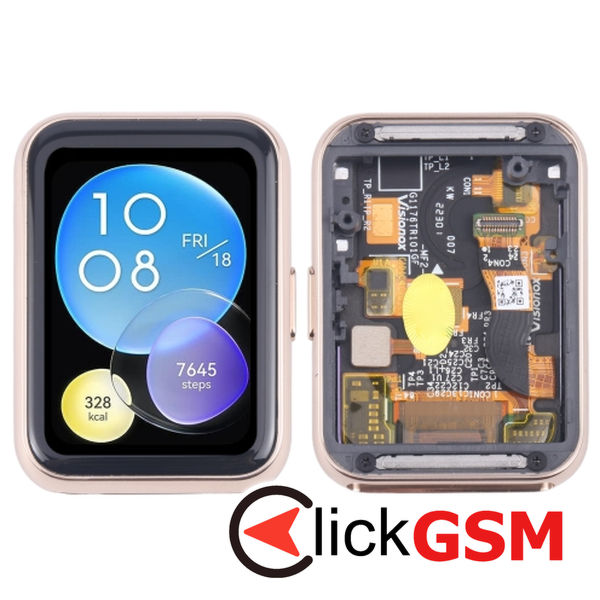 Piesa Piesa Display Cu Touchscreen Si Rama Gold Huawei Watch Fit 2 Kms