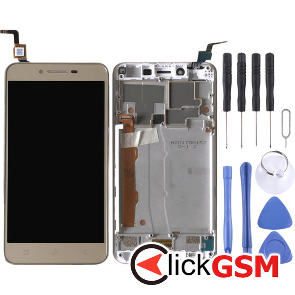 Piesa Piesa Display Cu Touchscreen Si Rama Gold Lenovo Vibe K5 240h