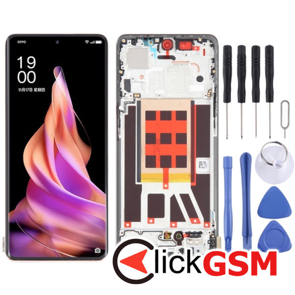 Piesa Piesa Display Cu Touchscreen Si Rama Gold Oppo Reno9 2to6