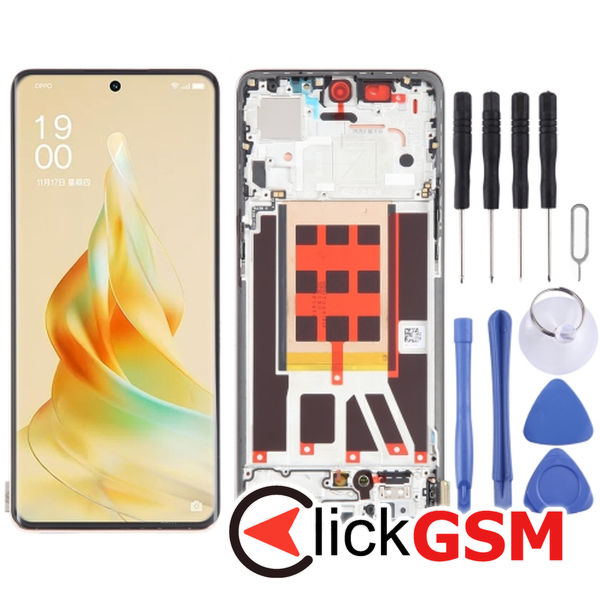 Piesa Piesa Display Cu Touchscreen Si Rama Gold Oppo Reno9 Pro 2to8