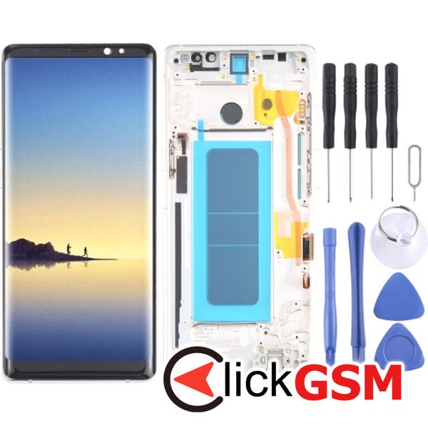 Piesa Display Cu Touchscreen Si Rama Gold Samsung Galaxy Note8 4f1x