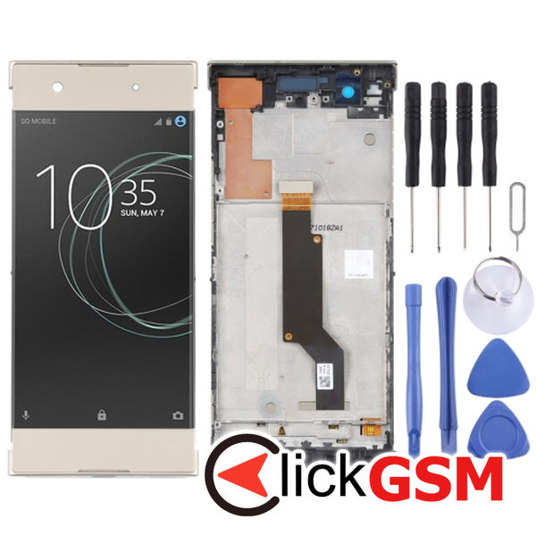 Piesa Piesa Display Cu Touchscreen Si Rama Gold Sony Xperia Xa1 2ujq