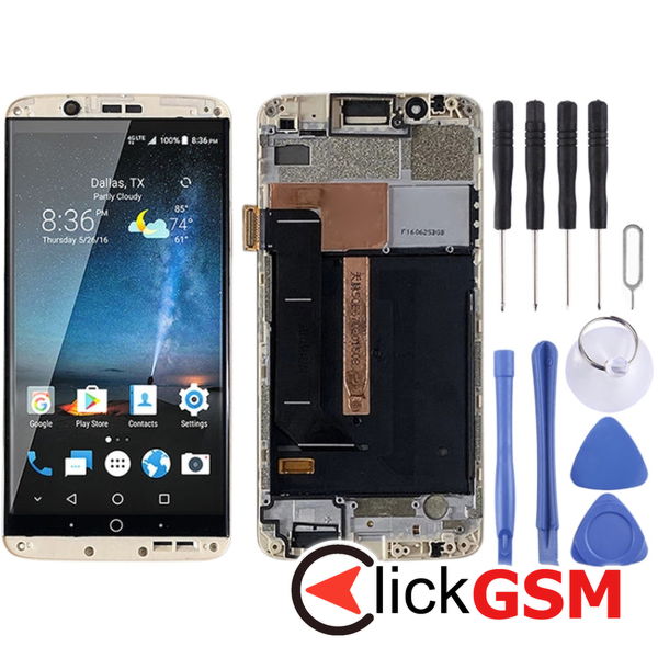 Piesa Display Cu Touchscreen Si Rama Gold Zte Axon 7 1y3e