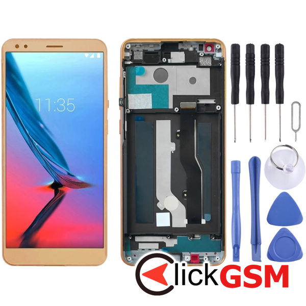 Piesa Piesa Display Cu Touchscreen Si Rama Gold Zte Blade V9 1y97