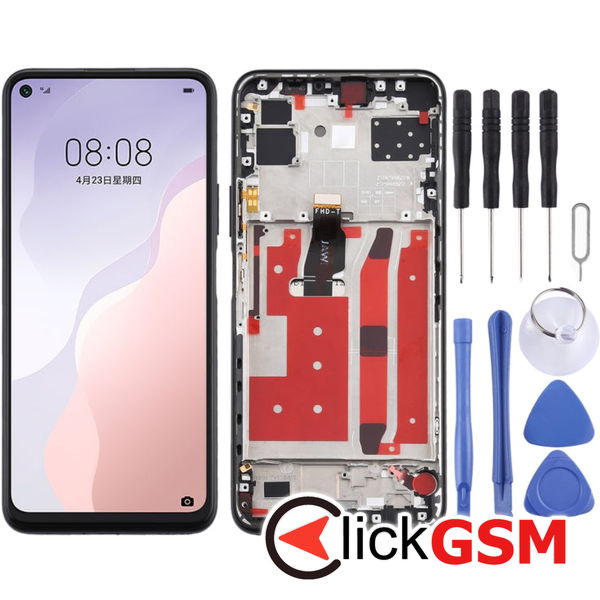 Piesa Display Cu Touchscreen Si Rama Negru Huawei Nova 7 Se 5g 24kc