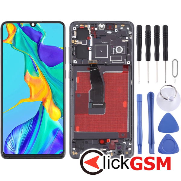 Piesa Display Cu Touchscreen Si Rama Negru Huawei P30 2c38