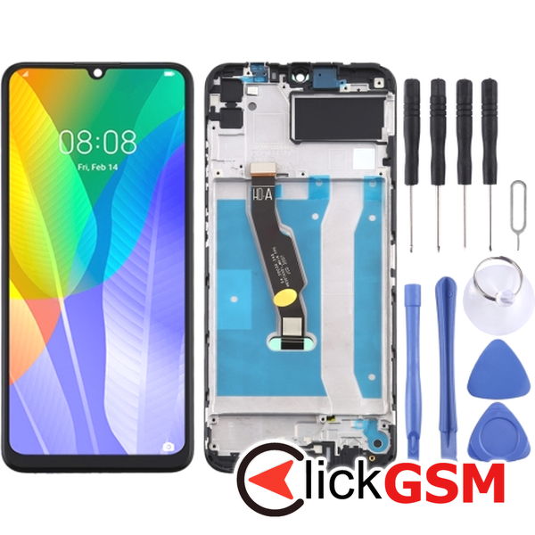 Piesa Display Cu Touchscreen Si Rama Negru Huawei Y6p 24k7