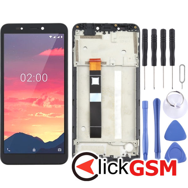 Piesa Display Cu Touchscreen Si Rama Negru Nokia C2 49mt