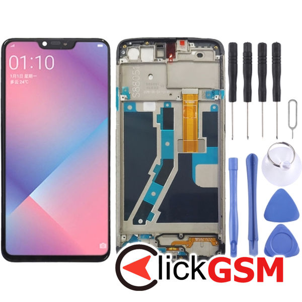 Piesa Piesa Display Cu Touchscreen Si Rama Negru Oppo A3s 1xti