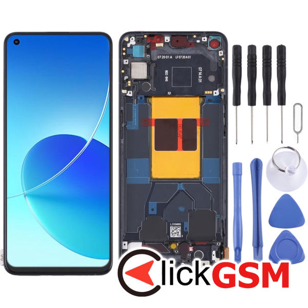 Piesa Display Cu Touchscreen Si Rama Negru Oppo Reno6 5g 1xpj