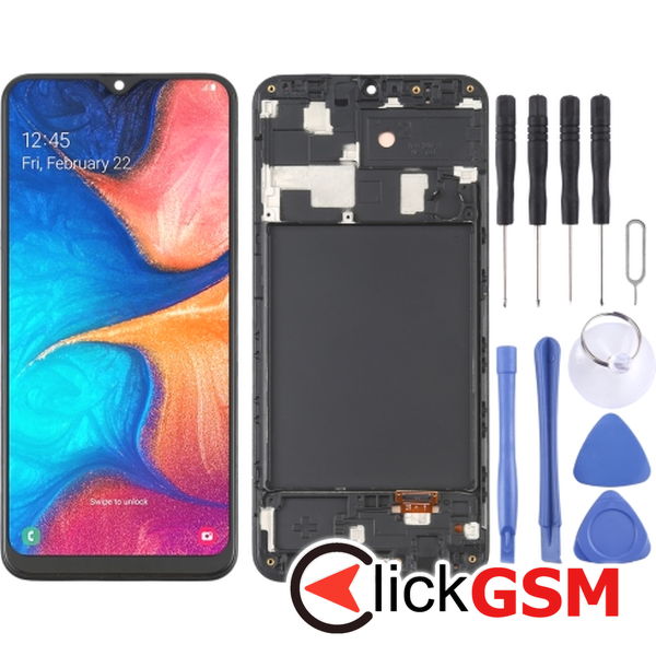 Piesa Piesa Display Cu Touchscreen Si Rama Negru Samsung Galaxy A20 4ekl