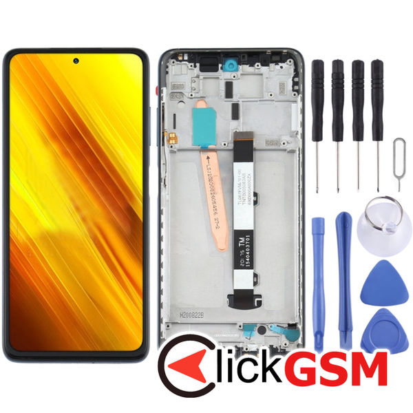 Piesa Display Cu Touchscreen Si Rama Negru Xiaomi Poco X3 Nfc 25z1