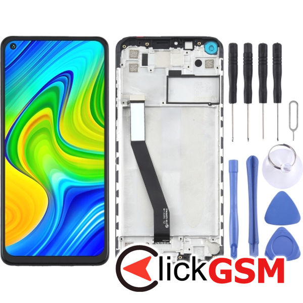 Piesa Piesa Display Cu Touchscreen Si Rama Negru Xiaomi Redmi Note 9 25ib