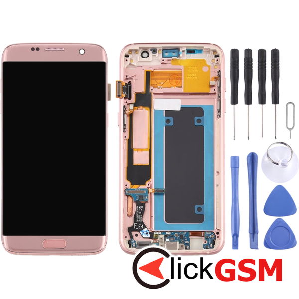 Piesa Display Cu Touchscreen Si Rama Pink Samsung Galaxy S7 Edge 4eiw