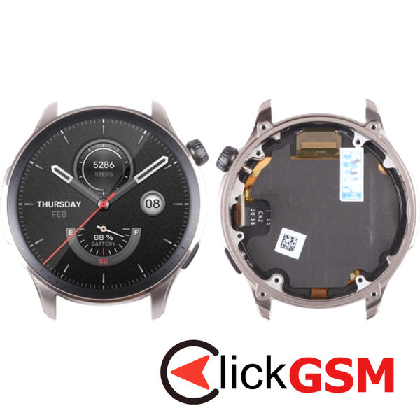 Piesa Display Cu Touchscreen Si Rama Silver Amazfit Gtr 4 26ar