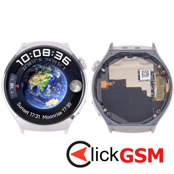 Piesa Display Cu Touchscreen Si Rama Silver Huawei Watch 4 4887