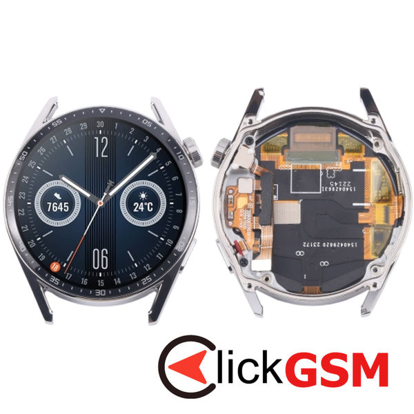 Piesa Piesa Display Cu Touchscreen Si Rama Silver Huawei Watch Gt3 46mm 2uu7