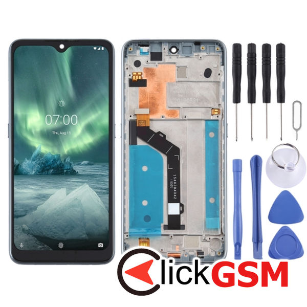 Piesa Piesa Display Cu Touchscreen Si Rama Silver Nokia 6.2 49lz