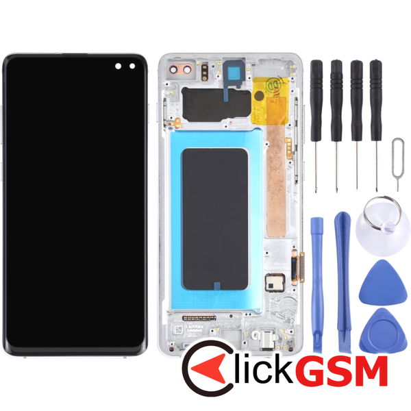 Piesa Piesa Display Cu Touchscreen Si Rama Silver Samsung Galaxy S10.plus 4ejn