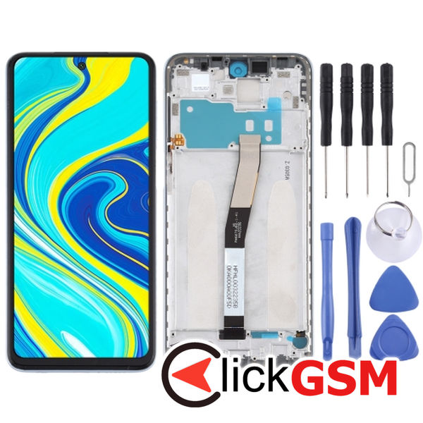 Piesa Display Cu Touchscreen Si Rama Silver Xiaomi Redmi Note 9s 261e