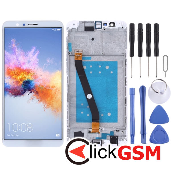 Piesa Display Cu Touchscreen Si Rama White Honor 7x 2f2w