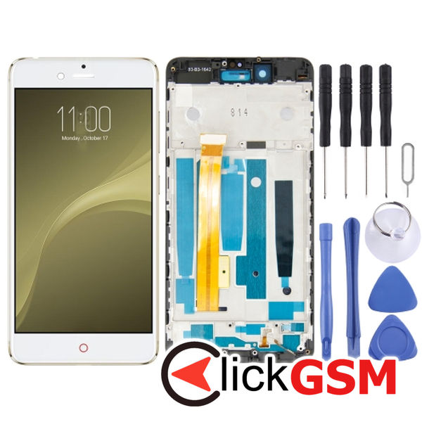 Piesa Display Cu Touchscreen Si Rama White Nubia Z11 Minis 4nu0