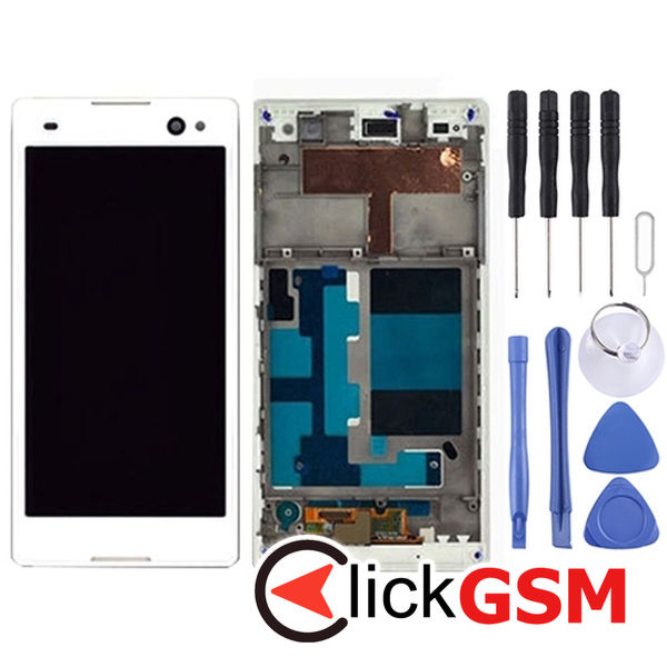 Piesa Piesa Display Cu Touchscreen Si Rama White Sony Xperia C3 4ou3