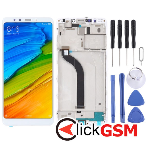 Piesa Display Cu Touchscreen Si Rama White Xiaomi Redmi 5 25j3