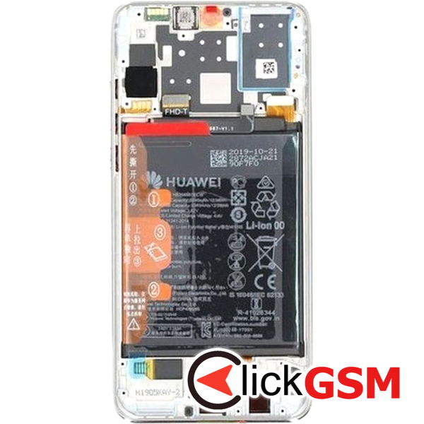 Piesa Piesa Display Original Cu Touchscreen Rama Si Baterie Alb Huawei P30 Lite 41c4