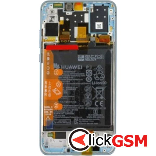 Piesa Piesa Display Original Cu Touchscreen Rama Si Baterie Albastru Deschis Huawei P30 Lite 41em