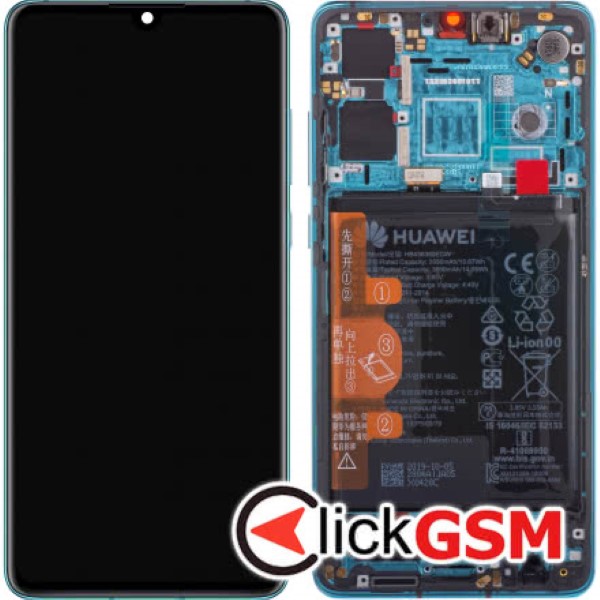 Piesa Piesa Display Original Cu Touchscreen Rama Si Baterie Albastru Huawei P30 4fh4