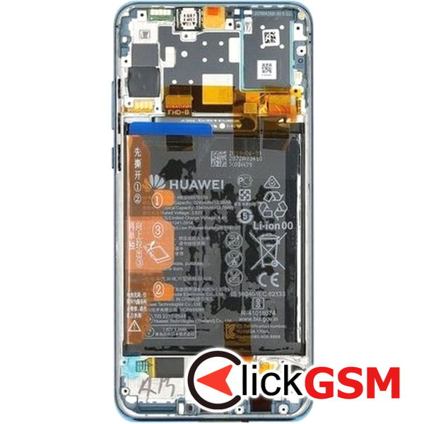 Piesa Display Original Cu Touchscreen Rama Si Baterie Albastru Huawei P30 Lite 418m