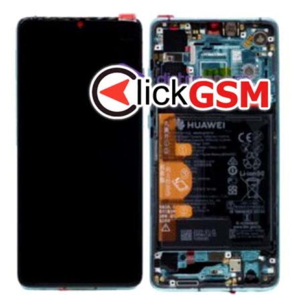 Piesa Piesa Display Original Cu Touchscreen Rama Si Baterie Albastru Huawei P30 Pyy