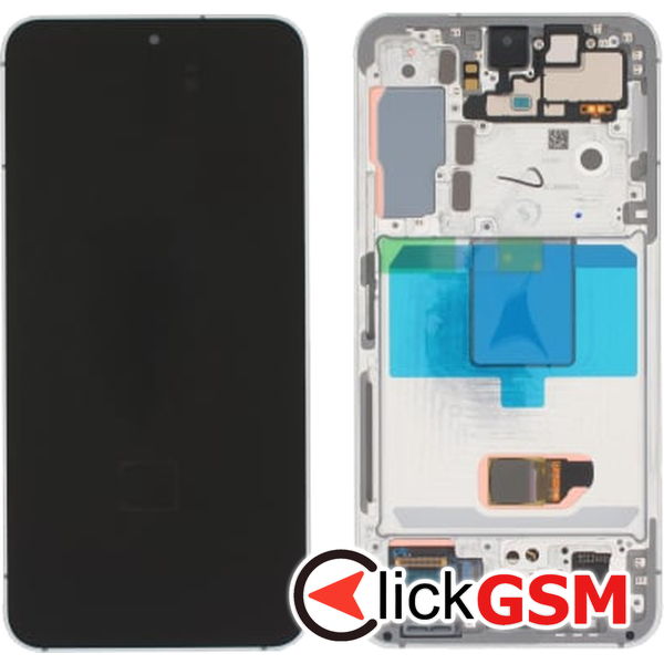 Piesa Display Original Cu Touchscreen Si Rama Alb Crem Samsung Galaxy S22 2dno