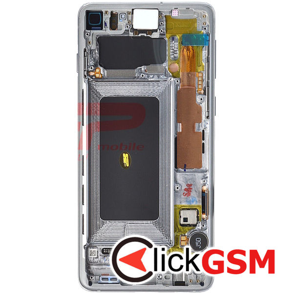 Piesa Display Original Cu Touchscreen Si Rama Alb Samsung Galaxy S10 3sru