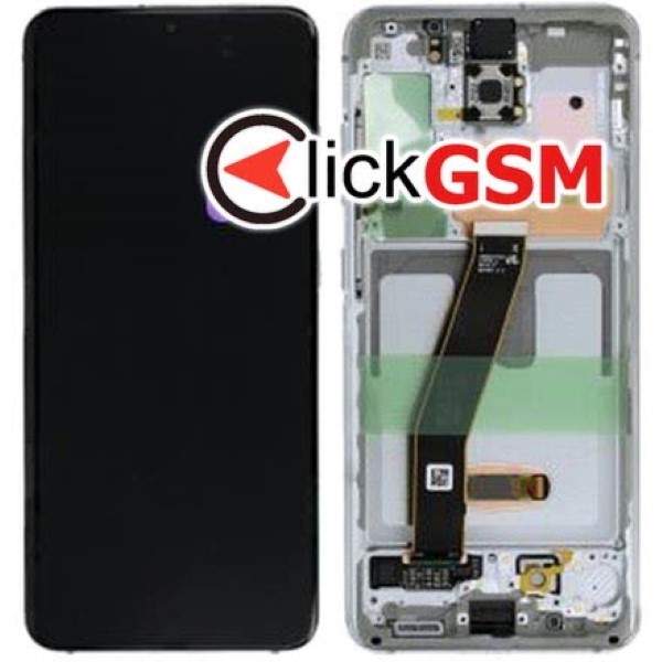 Piesa Display Original Cu Touchscreen Si Rama Alb Samsung Galaxy S20 1jm3