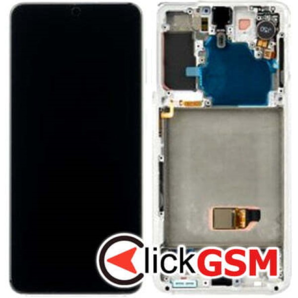 Piesa Display Original Cu Touchscreen Si Rama Alb Samsung Galaxy S21 5g S04