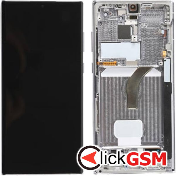 Piesa Display Original Cu Touchscreen Si Rama Alb Samsung Galaxy S22 Ultra 2fgj