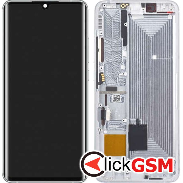 Piesa Display Original Cu Touchscreen Si Rama Alb Xiaomi Mi Note 10 2dmp