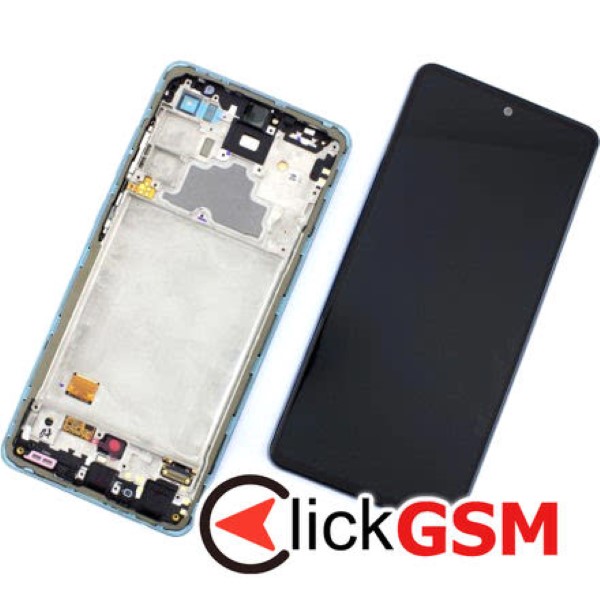 Piesa Display Original Cu Touchscreen Si Rama Albastru Samsung Galaxy A72 2gk8